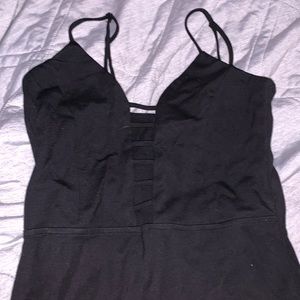 Forever 21 black dress open front, gives good support for the big boobies lol